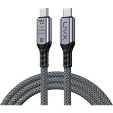 Livx Fast USB 4.0 40GBPS, 240W, 8K60Hz Usb4.0 Usb-C Kablosu 1.5 Metre Gri Klv-1.5