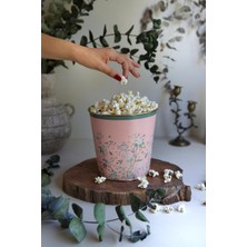 Mi-Ça Home Evle-Metal Popcorn Kutusu - Patlamış Mısır Kovası 13.5 Cm, Botanica (Botanica Pink)