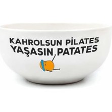 Mi-Ça Home Kahrolsun Pilates Yaşasın Patates Beyaz Seramik Kase - Hediye Seramik Kase