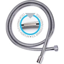 Mi-Ça Home Buzz 175 cm Akalite Duş Hortumu Krom Duş Spirali 175CM - Tüm Duş Başlıkları ILE%100 Uyumlu Orjinal G1/2 Kolay Montaj