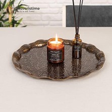 Mi-Ça Home Alisveristime Osmanlı Motifli Metal Servis Tepsisi – 34,5 cm (13.6 Inç) – Kahve ve Çay Sunum Tepsisi – 5 Renk Seçeneği (Antik Yeşil)