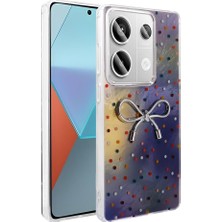 Mi-Ça Home 13 Pro 4g ile Uyumlu Kılıf Kamera Korumalı Fiyonk Kalp Figürlü Ponti Kapak Lila