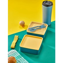 Mi-Ça Home Pratik ve Şık Beslenme Kutusu Tek Kat Bölmeli, Kaşıklı ve Çatal Setli, Taşınabilir Gıda Saklama Kabı Yeşil - Tek Katlı Ürün