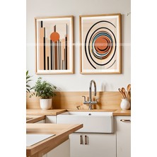 Tontilika Modern Geometrik Çizgiler Ahşap Çerçeveli 2'li Tablo SETI-21X30