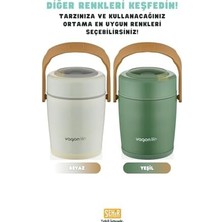Mi-Ça Home Vagonlife Bento 1600ML Lunchbox 2 Kaseli 4-6 Saat Sıcak/soğuk Termos Özellikli Çelik Sefer Tası Yemek Kutusu (Yeşil)