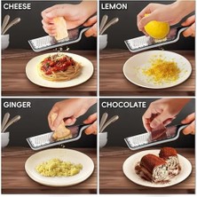 Mi-Ça Home Çift Taraflı Rende, Paslanmaz Çelik Yapı, Eğimli Ergonomik Tasarımı ile Pratik Kullanım, Ev Ofis Restoran Için Kullanıma Uygun Çok Amaçlı Paslanmaz Çelik Çikolata Limon Peynir Sarımsak El Rendesi