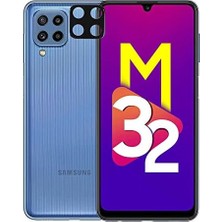 Mi-Ça Home Galaxy M32 ile Uyumlu 3D Kamera Lens Koruma Camı Siyah