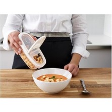 Mi-Ça Home Ikea Vakumlu Beyaz Kapaklı Saklama Kabı Silikon Kauçuk Beyaz 8x6 cm 1 Adet Küçük Boy