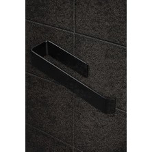Mi-Ça Home Alper Banyo Siyah Paslanmaz Çelik Lamalı Solo Havluluk, Hem Yapışkanlı Hem Montajlı Sistem, Banyo Askısı