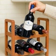 Mi-Ça Home 2 Katlı Ahşap Dekoratif Şaraplık Şık Modern Tasarım Şişe Viski Şampanya Içki Rafı Yıllandırma Dolabı Şişe Rafı Şarap Rafı
