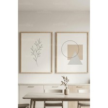 Tontilika Minimal Botanik & Geometrik Formlar 2’li Ahşap Çerçeveli Tablo Seti