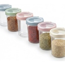 Mi-Ça Home Orret Home Kaşıklı Şeffaf Kilitli Tekli Baharatlık Pp Plastik Pul Biber Kekik Baharat Kabı Kapaklı Mutfak Baharatlık Saklama Kabı 1 Adet (Asorti Renk) (500 M)
