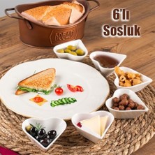 Mi-Ça Home Porsima Bone 15689 6lı Kalpli Sunumluk Kase Mini Çerezlik Şekerlik Reçellik Sosluk Çerezlik Kase Seti