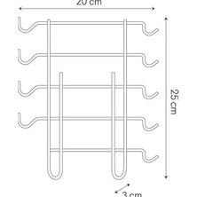 Mi-Ça Home Alper Banyo Krom Metal 10 Kancalı Fincan Kupa Bardak Askısı Dolap Içi Kancalı Fincan Askılığı