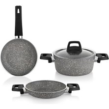 Mi-Ça Home Schäfer Eternal Derin Tencere 18CM+SAHAN 18CM+TAVA18CM-GRI