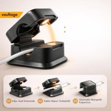 Mi-Ça Home Manyetik Kablo Düzenleyici 6’lı Set, Masa Kablo Tutucu Klips, Şarj Kablosu Organizer Siyah (Siyah)