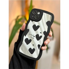 Mi-Ça Home 14 Plus - 15 Plus ile Uyumlu Aynalı Siyah Kalp Tasarımlı Kenarları Silikon Kılıf