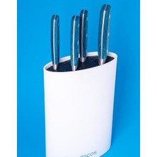 Mi-Ça Home Arcos Oval Bıçak Koruyucu 20 Cm'e Kadar. Termoplastik Kauçuktan Üretilmiş Modern Tasarım Bıçak Bloğu. 220X160X65 Mm. Beyaz Renk