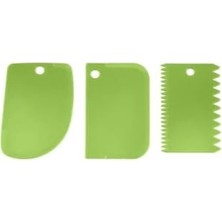 Mi-Ça Home Plastik Hamur, Pasta, Börek Şekillendirme, Kazıma, Kesme Seti, Yeşil, 3'lü Set