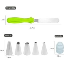 Mi-Ça Home Krema Sıkma Torbası Seti 8 Parça Krema Kek Süsleme Torbası Paslanmaz Çelik Uçlu + Spatula Hediyeli