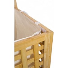 Mi-Ça Home Digithome Bambu Çamaşır Sepeti 62X45 cm Kulplu Taşınabilir Bezli DB-0041