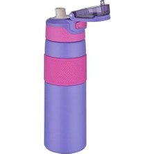 Mi-Ça Home Tkk 600ML Pipetsiz Çift Yalıtımlı Paslanmaz Çelik Termos Matara 6 Saat Sıcak/soğuk (Mor)