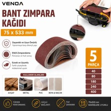Venoa Makita 9902 Uyumlu Bant Zımpara Kağıdı 75x533 mm – 5 Parça (Karışık Grit Seti)