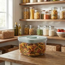 Mi-Ça Home Deconox 1 Adet On-Off Kilit Sistemli Vakumlu Saklama Kabı - Hava Almayan Kare Erzak Kutusu - Şeffaf Mutfak ve Buzdolabı Organizeri (Sızdırmaz Contalı)