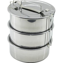 Cm Store NO-18CM 3lü Metal Sefer Tası Derinlik : 6.5cm Taşıma Kulp=bağlama Kancalı (5067)