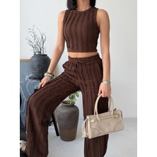 Minnoş Kahverengi Halter Fitilli Ikili Takımı