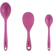 Mi-Ça Home Tantitoni Vişne Renkli 3lü Silikon Kaşık Seti
