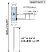 Mi-Ça Home Mutfak Tipi Dijital Yemek Termometresi | LCD Ekranlı ve Koruma Kılıflı | Et Pişirme Derecesi ve Sıvı Sıcaklık Ölçer | Hassas Sensörlü-Tüm Yemekler Için Uygun
