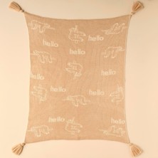 Daisy Home Hayvan BASKILI%100 Akrilik Battaniye, Bej, 100X120 cm