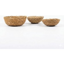 Mi-Ça Home Bohem Tasarım 3'lü Hasır Sunumluk ve Dekoratif Obje Seti - Doğal El Örgüsü Çerezlik, Çok Amaçlı Hasır Tabak, Salon ve Mutfak Için Estetik Dekorasyon Kaseleri