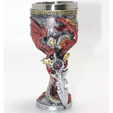 Cm Store Ejderha ve Kılıç Temalı 3D Kabartmalı Çelik Kadeh Bardak
