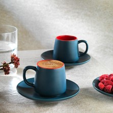 Mi-Ça Home Schafer Aurora 2 Kişilik Kahve Fincan Seti 4 Parça-Lacivert/kırmızı
