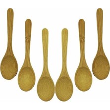 Mi-Ça Home Bambu Çay Kaşığı Seti, Oval Ahşap Kaşık, Doğal Bambu Malzeme, 6 Parça