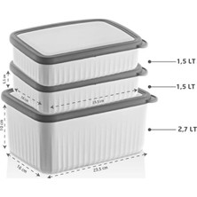 Mi-Ça Home Vip Ahmet Vakumlu Saklama Kabı Dikdörtgen Derin Küçük 1x2, 7 Lt Sığ 2x1, 5 L Beyaz