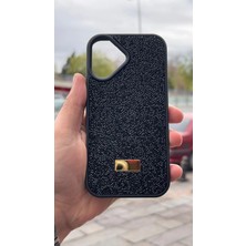 İzel Aksesuar Apple Iphone 16 Içi Kadife Taşlı Işıltılı Pırlanta Silikon Kapak Kılıf