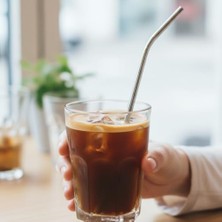 Mi-Ça Home Are Marka Paslanmaz Çelik Pipet Seti (4 Adet Kavisli Pipet + 1 Temizlik Fırçası) – 21 cm Yeniden Kullanılabilir Metal Içme Pipeti, Ekolojik ve Dayanıklı Alternatif – Smoothie, Kahve, Kokteyl ve Soğuk