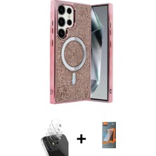 Marsilyan™- Galaxy S24 Ultra Kılıf Eksen Çizgi - Siyah Autokit 5in1 Fiber Hayalet Polymer Nano Ekran Koruyucu + Şeffaf Kamera Lens Koruma Cam