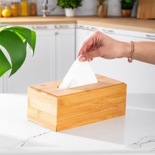 Mi-Ça Home Porsima 0006 Bambu Peçetelik Ahşap Dekoratif Peçetelik Masaüstü Peçetelik Peçete Düzenleyici Peçete Kutusu