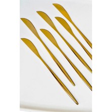 Mi-Ça Home 6 Adet Gold Paslanmaz Çelik Yemek Bıçağı 24 cm - Mutfak Kullanımı, Çok Amaçlı Şık Tasarımlı Gold Bıçak Seti