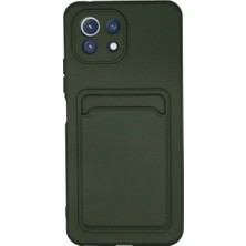İlk El Grup Xiaomi Mi 11 Kılıf Kelvin Kartvizitli Silikon - Koyu Yeşil