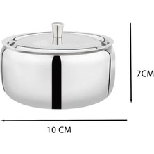 Mi-Ça Home Paslanmaz Çelik Şekerlik, Kapaklı Lokumluk, 10 cm x 7 Cm, Gümüş Rengi Hurma Kasesi, Küp Şekerlik