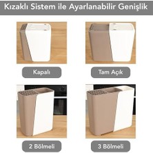 Mi-Ça Home Promosyonca Çok Fonksiyonlu Mutfak Düzenleyici, 2-3 Bölmeli Ayarlanabilir Genişlik, Çatal Kaşık Bıçak Tutucu, 17-24 cm Genişlik (Krem)