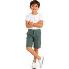 Kids Wear Erkek Çocuk Fermuar Kapamalı Cepli Yeşil Renk Kumaş Şort
