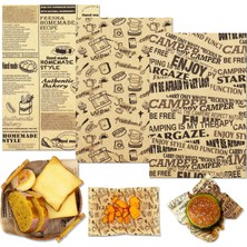 Mi-Ça Home Aee® 100 Adet Vintage Gazete Desenli Yağ Geçirmez Sunum Kağıdı 25X35 cm | Hamburger, Fast Food, Mangal ve Paket Servis Için Gıda Altlığı