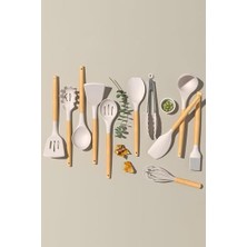 Mi-Ça Home Valletta Mikla Isıya Dayanıklı Yanmaz Yapışmaz 33 Parça Silikon Spatula Mutfak Seti Vanilya