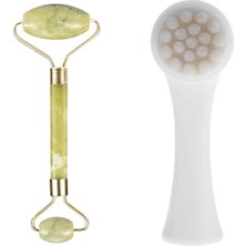 Cm Store 2'li Set Çift Taraflı Cilt Temizleme Fırçası ve Yeşim Taşı Çift Taraflı Cilt Masaj Aleti (5067)